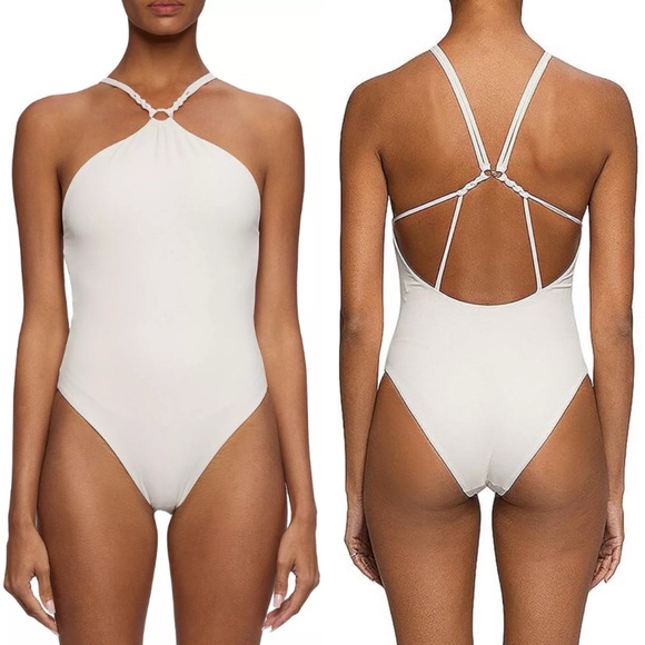 Jonathan Simkhai Shea Macramé One Piece Swimsuit in Ceramic, Size S New w/Tag - Picture 1 of 7